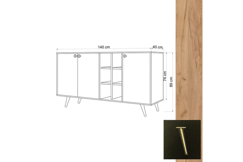 Sidobord Ek|Svart - Oppbevaring - Oppbevaringsmøbler - Sideboard & skjenker