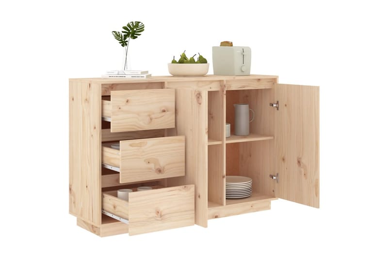 Skjenk 111x34x75 cm heltre furu - Brun - Oppbevaring - Oppbevaringsmøbler - Sideboard & skjenker