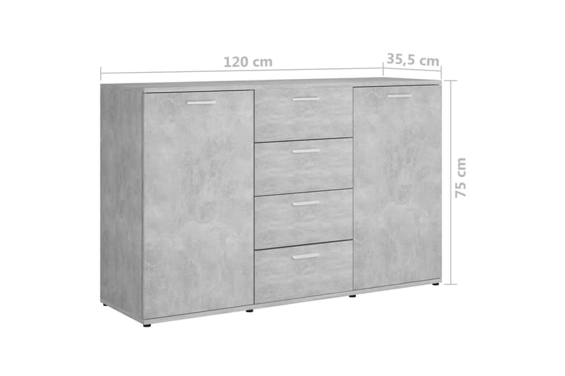 Skjenk betonggrå 120x35,5x75 cm sponplate - Grå - Oppbevaring - Oppbevaringsmøbler - Sideboard & skjenker