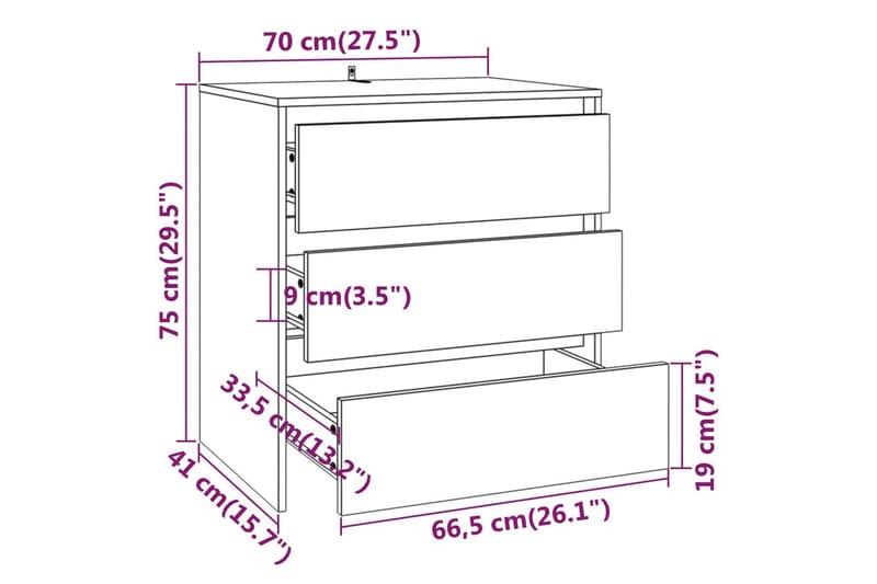 Skjenk betonggrå 70x41x75 cm sponplate - Grå - Oppbevaring - Oppbevaringsmøbler - Sideboard & skjenker