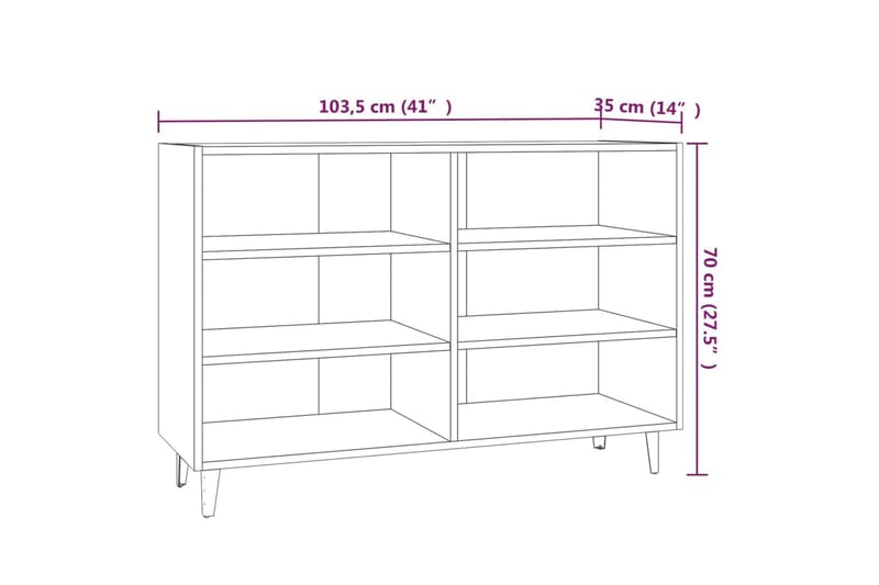 Skjenk brun eik 103,5x35x70 cm sponplate - Brun - Oppbevaring - Oppbevaringsmøbler - Sideboard & skjenker