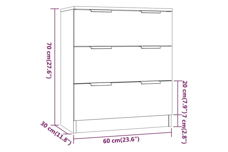 Skjenk brun eik 60x30x70 cm konstruert tre - Brun - Oppbevaring - Oppbevaringsmøbler - Sideboard & skjenker