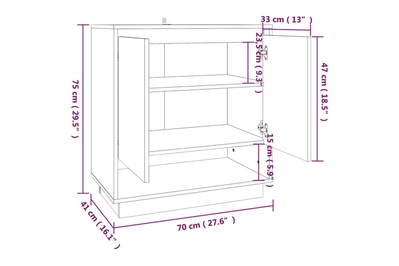 Skjenk brun eik 70x41x75 cm sponplate - Brun - Oppbevaring - Oppbevaringsmøbler - Sideboard & skjenker