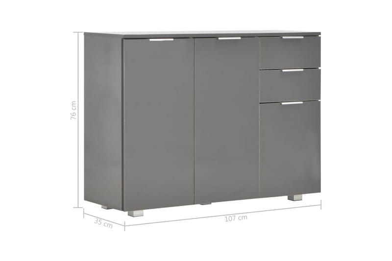 Skjenk høyglans grå 107x35x76 cm - Grå - Oppbevaring - Oppbevaringsmøbler - Sideboard & skjenker