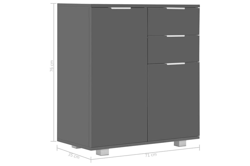 Skjenk høyglans grå 71x35x76 cm sponplate - Grå - Oppbevaring - Oppbevaringsmøbler - Sideboard & skjenker