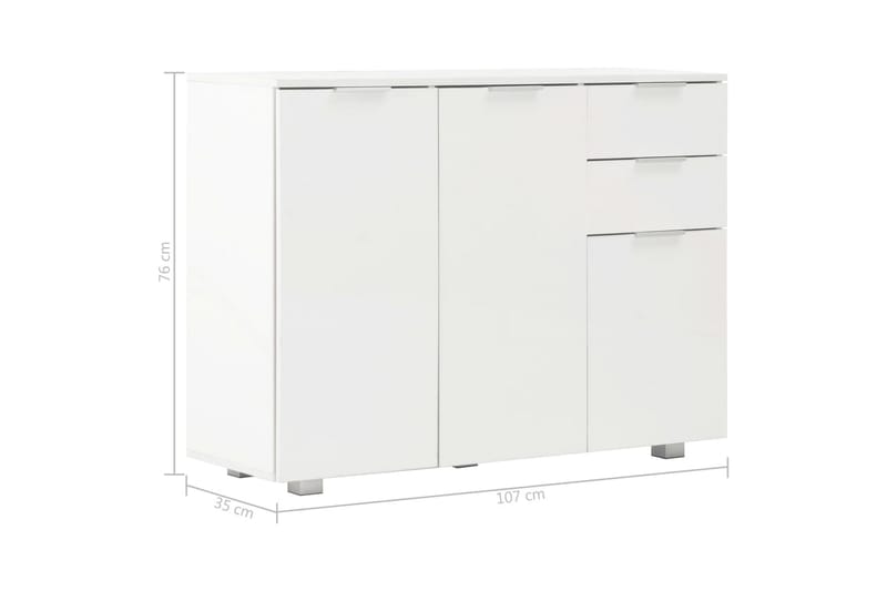 Skjenk høyglans hvit 107x35x76 cm - Hvit - Oppbevaring - Oppbevaringsmøbler - Sideboard & skjenker