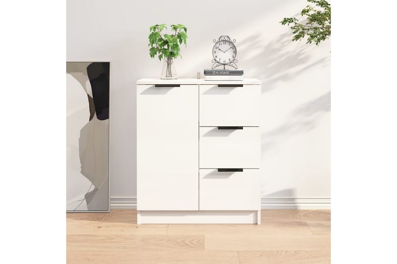 Skjenk høyglans hvit 60x30x70 cm konstruert tre - Hvit - Oppbevaring - Oppbevaringsmøbler - Sideboard & skjenker