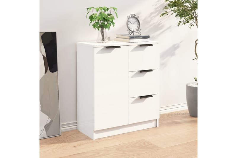 Skjenk høyglans hvit 60x30x70 cm konstruert tre - Hvit - Oppbevaring - Oppbevaringsmøbler - Sideboard & skjenker