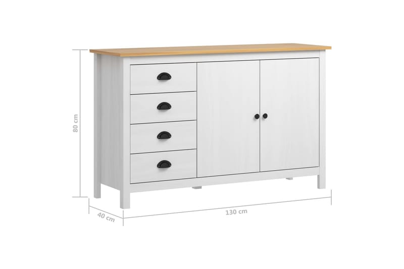 Skjenk Hill Range hvit 130x40x80 cm heltre furu - Oppbevaring - Oppbevaringsmøbler - Sideboard & skjenker