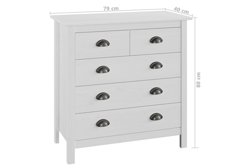 Skjenk Hill Range hvit 79x40x80 cm heltre furu - Oppbevaring - Oppbevaringsmøbler - Sideboard & skjenker