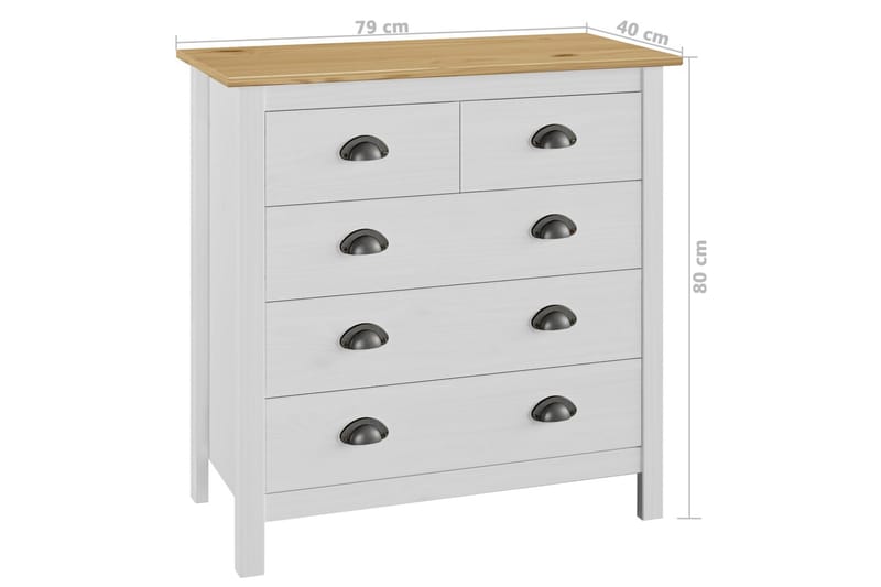 Skjenk Hill Range hvit 79x40x80 cm heltre furu - Oppbevaring - Oppbevaringsmøbler - Sideboard & skjenker