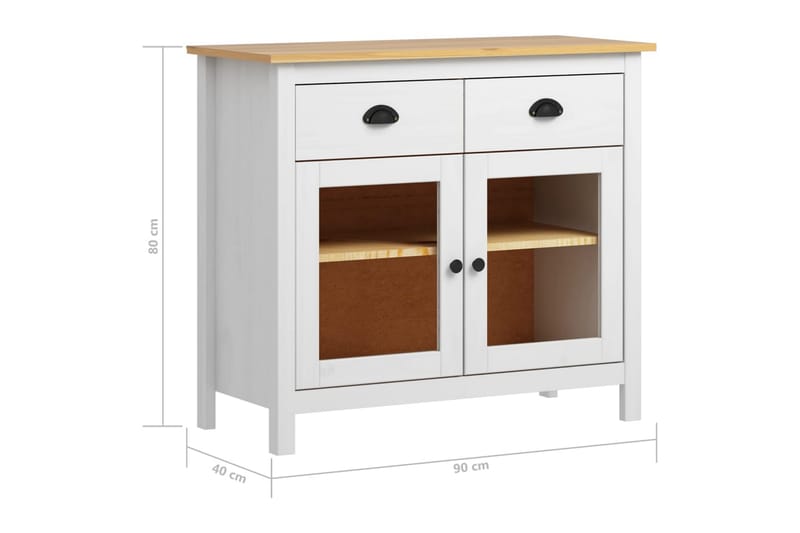 Skjenk Hill Range hvit 90x40x80 cm heltre furu - Oppbevaring - Oppbevaringsmøbler - Sideboard & skjenker