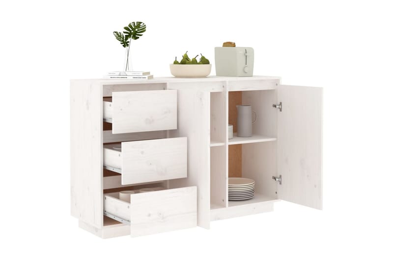 Skjenk hvit 111x34x75 cm heltre furu - Hvit - Oppbevaring - Oppbevaringsmøbler - Sideboard & skjenker