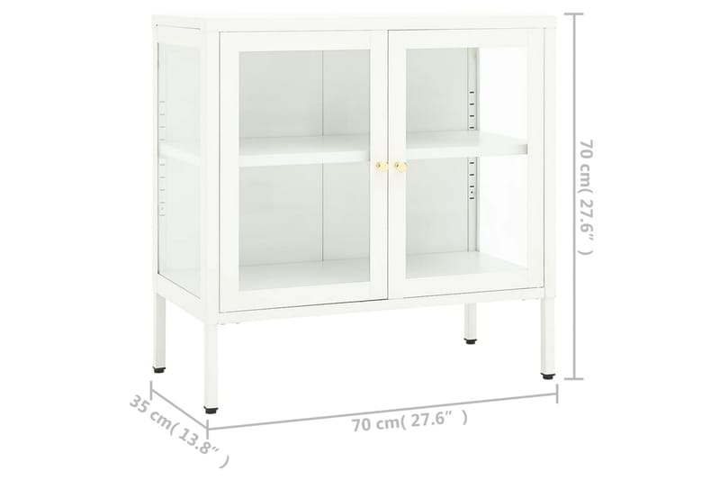 Skjenk hvit 70x35x70 cm stål og glass - Hvit - Oppbevaring - Oppbevaringsmøbler - Sideboard & skjenker