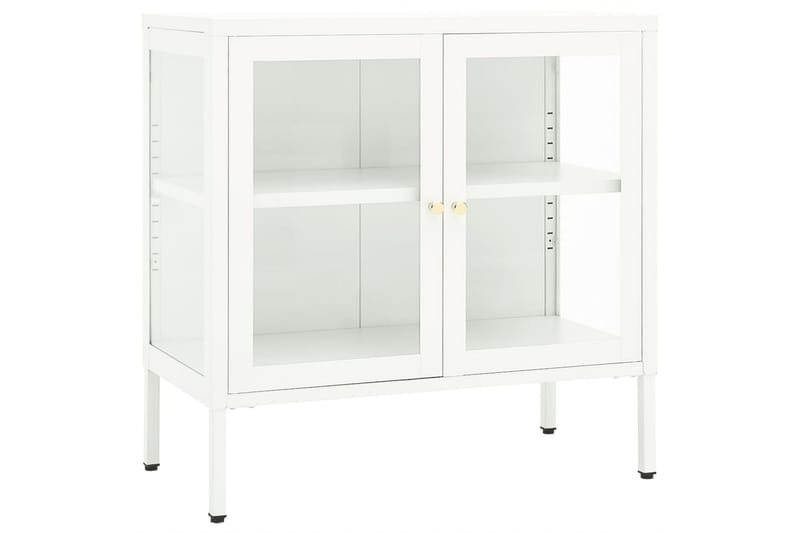 Skjenk hvit 70x35x70 cm stål og glass - Hvit - Oppbevaring - Oppbevaringsmøbler - Sideboard & skjenker