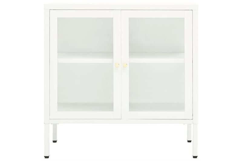 Skjenk hvit 70x35x70 cm stål og glass - Hvit - Oppbevaring - Oppbevaringsmøbler - Sideboard & skjenker