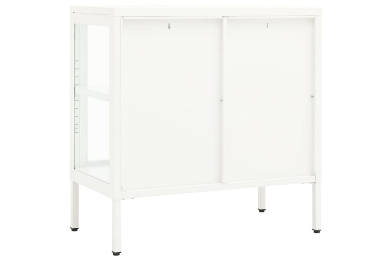 Skjenk hvit 70x35x70 cm stål og glass - Hvit - Oppbevaring - Oppbevaringsmøbler - Sideboard & skjenker