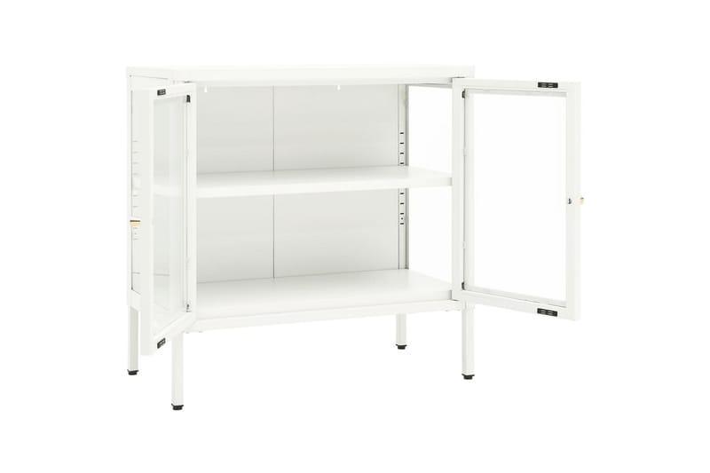 Skjenk hvit 70x35x70 cm stål og glass - Hvit - Oppbevaring - Oppbevaringsmøbler - Sideboard & skjenker