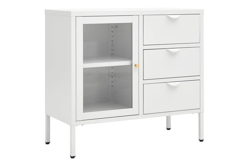 Skjenk hvit 75x35x70 cm stål og herdet glass - Hvit - Oppbevaring - Oppbevaringsmøbler - Sideboard & skjenker