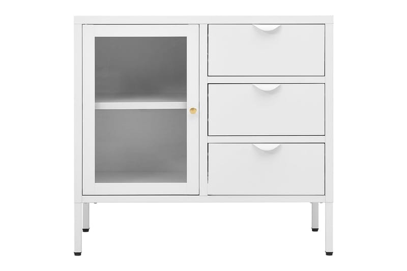 Skjenk hvit 75x35x70 cm stål og herdet glass - Hvit - Oppbevaring - Oppbevaringsmøbler - Sideboard & skjenker