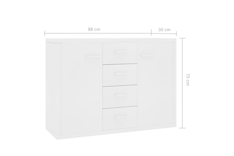 Skjenk hvit 88x30x65 cm sponplate - Oppbevaring - Oppbevaringsmøbler - Sideboard & skjenker