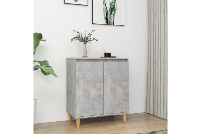 Skjenk med ben i heltre betonggrå 60x35x70 cm sponplate - Grå - Oppbevaring - Oppbevaringsmøbler - Sideboard & skjenker