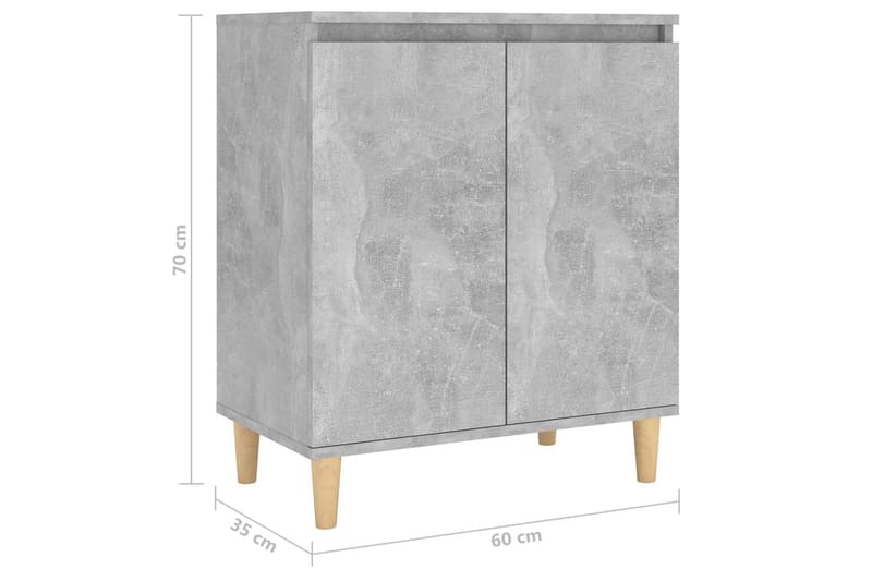 Skjenk med ben i heltre betonggrå 60x35x70 cm sponplate - Grå - Oppbevaring - Oppbevaringsmøbler - Sideboard & skjenker