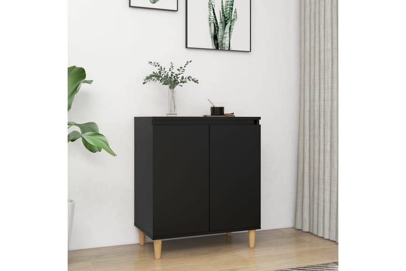 Skjenk med ben i heltre svart 60x35x70 cm sponplate - Svart - Oppbevaring - Oppbevaringsmøbler - Sideboard & skjenker