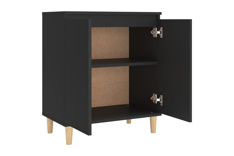 Skjenk med ben i heltre svart 60x35x70 cm sponplate - Svart - Oppbevaring - Oppbevaringsmøbler - Sideboard & skjenker