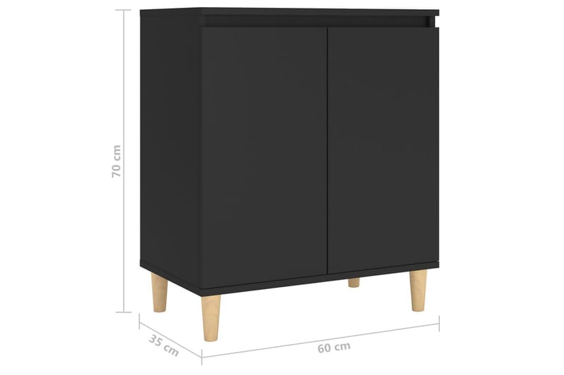 Skjenk med ben i heltre svart 60x35x70 cm sponplate - Svart - Oppbevaring - Oppbevaringsmøbler - Sideboard & skjenker