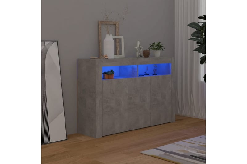 Skjenk med LED-lys betonggrå 115,5x30x75 cm - Grå - Oppbevaring - Oppbevaringsmøbler - Sideboard & skjenker