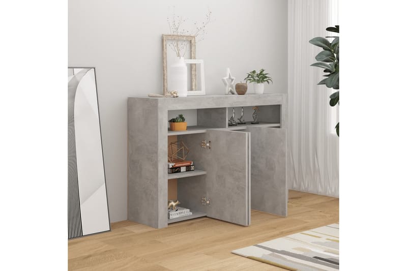 Skjenk med LED-lys betonggrå 115,5x30x75 cm - Grå - Oppbevaring - Oppbevaringsmøbler - Sideboard & skjenker