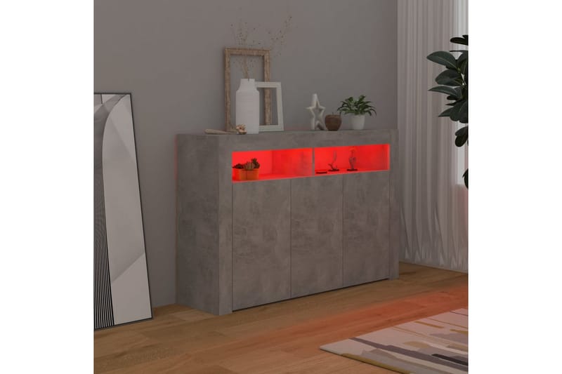 Skjenk med LED-lys betonggrå 115,5x30x75 cm - Grå - Oppbevaring - Oppbevaringsmøbler - Sideboard & skjenker