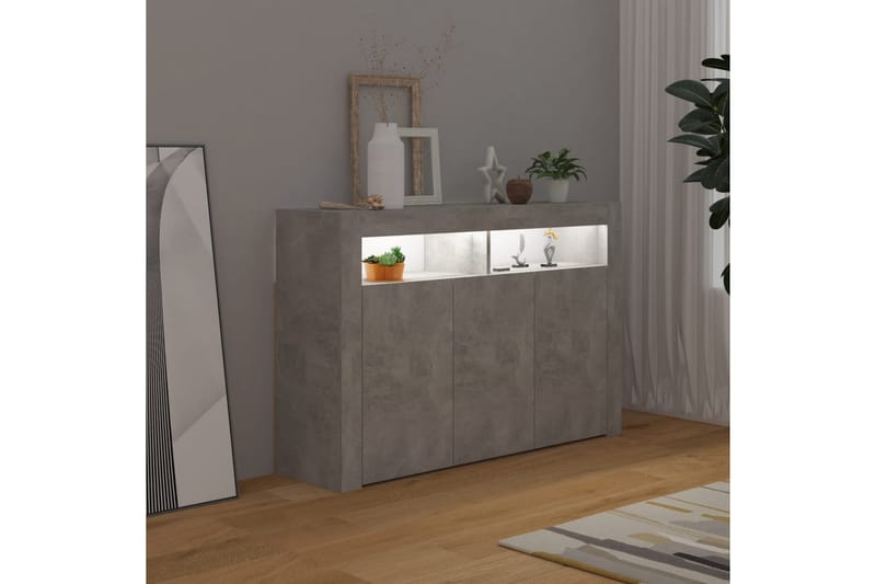 Skjenk med LED-lys betonggrå 115,5x30x75 cm - Grå - Oppbevaring - Oppbevaringsmøbler - Sideboard & skjenker