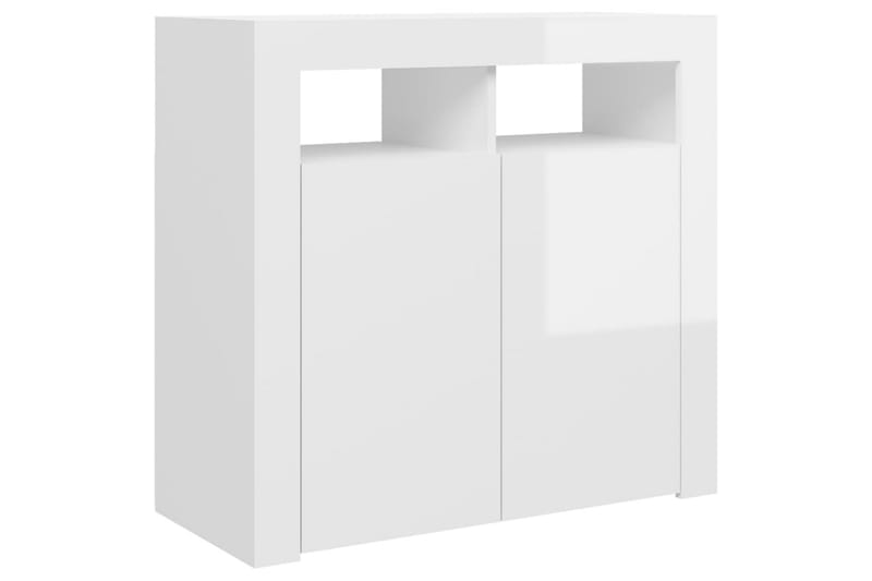 Skjenk med LED-lys høyglans hvit 80x35x75 cm - Hvit - Oppbevaring - Oppbevaringsmøbler - Sideboard & skjenker