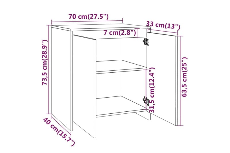 Skjenk røkt eik 70x40x73,5 cm sponplate - Brun - Oppbevaring - Oppbevaringsmøbler - Sideboard & skjenker