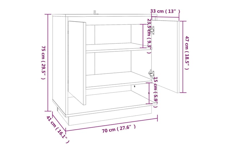 Skjenk røkt eik 70x41x75 cm sponplate - Brun - Oppbevaring - Oppbevaringsmøbler - Sideboard & skjenker