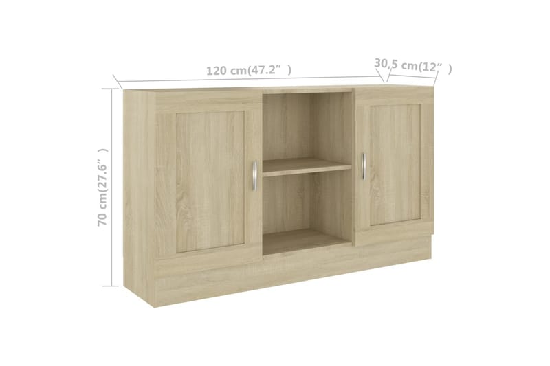 Skjenk sonoma eik 120x30,5x70 cm sponplate - Brun - Oppbevaring - Oppbevaringsmøbler - Sideboard & skjenker