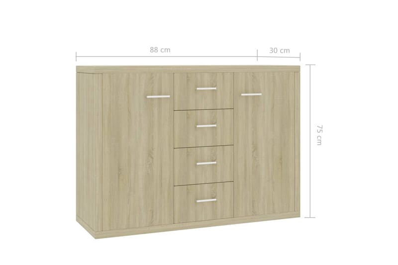 Skjenk sonoma eik 88x30x65 cm sponplate - Oppbevaring - Oppbevaringsmøbler - Sideboard & skjenker