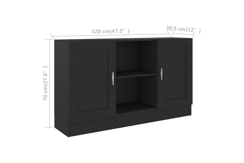 Skjenk svart 120x30,5x70 cm sponplate - Svart - Oppbevaring - Oppbevaringsmøbler - Sideboard & skjenker