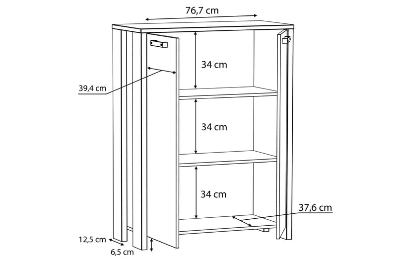 Torelles skjenk 74x153 cm - Brun / Grå - Oppbevaring - Oppbevaringsmøbler - Sideboard & skjenker