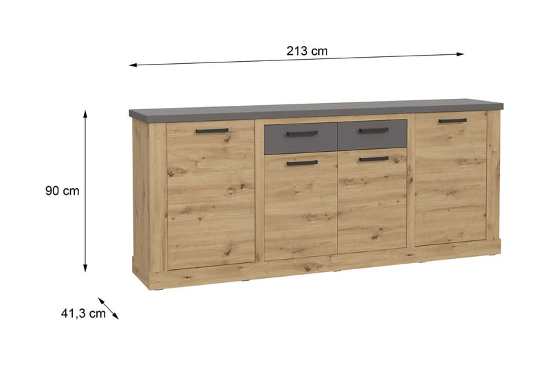 Trecante skjenk 90x213 cm - Brun / Grå - Oppbevaring - Oppbevaringsmøbler - Sideboard & skjenker