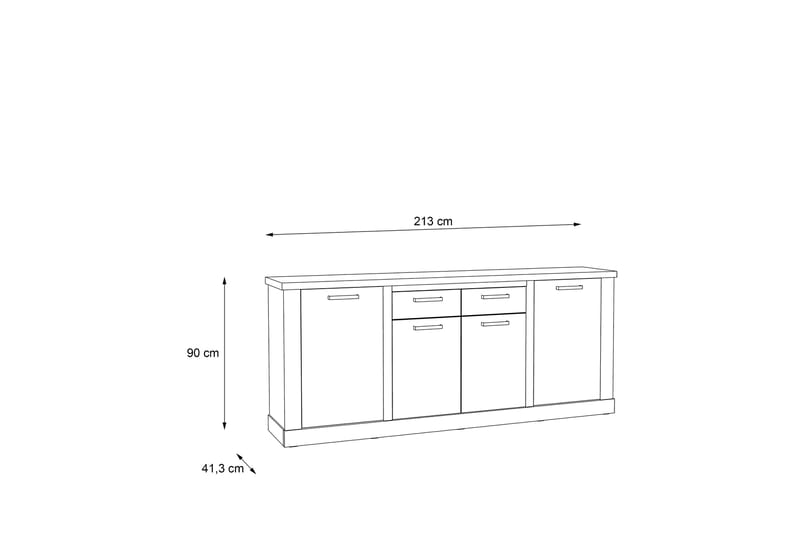 Trecante skjenk 90x213 cm - Brun / Grå - Oppbevaring - Oppbevaringsmøbler - Sideboard & skjenker