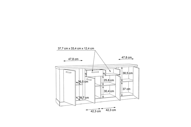 Trecante skjenk 90x213 cm - Brun / Grå - Oppbevaring - Oppbevaringsmøbler - Sideboard & skjenker