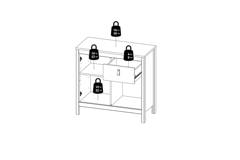 Vallvidera Sideboard 38x82 cm - Hvit/Natur - Oppbevaring - Oppbevaringsmøbler - Sideboard & skjenker