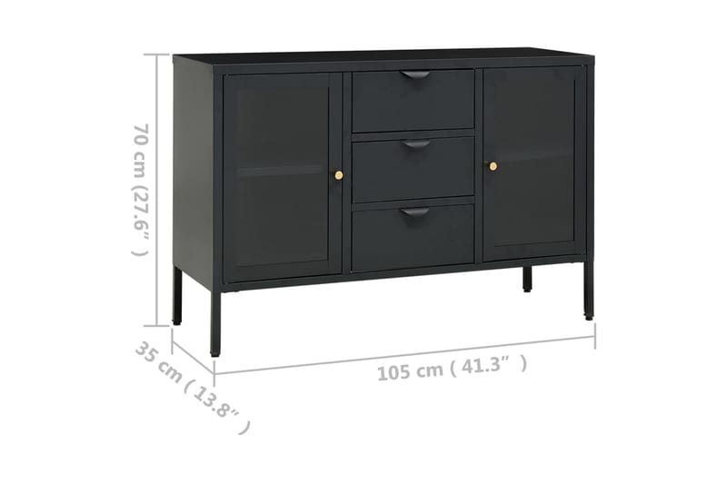 Skjenk antrasitt 105x35x70 cm stål og herdet glass - Antrasittgrå - Sideboard & skjenker