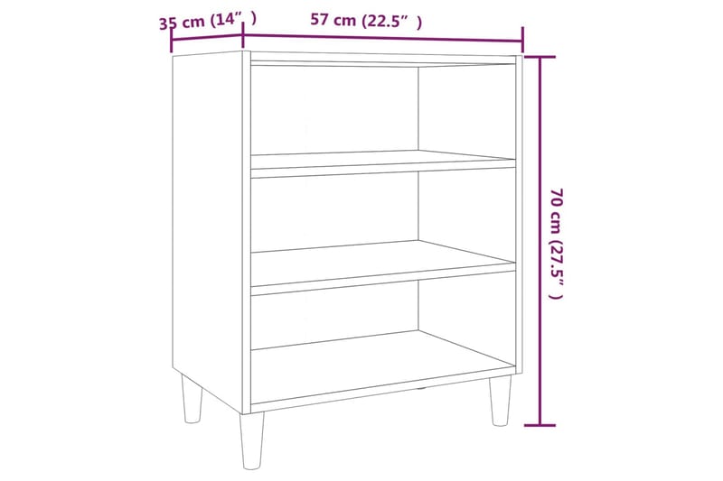 Skjenk grå sonoma eik 57x35x70 cm sponplate - Grå - Oppbevaring - Oppbevaringsmøbler - Sideboard & skjenker