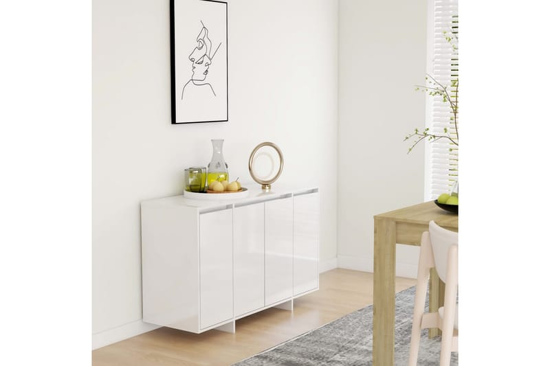 Skjenk høyglans hvit 120x41x75 cm sponplate - Hvit - Oppbevaring - Oppbevaringsmøbler - Sideboard & skjenker