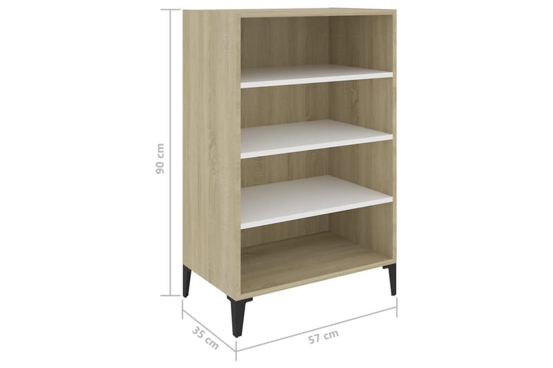 Skjenk hvit og sonoma eik 57x35x90 cm sponplate - Beige - Oppbevaring - Oppbevaringsmøbler - Sideboard & skjenker