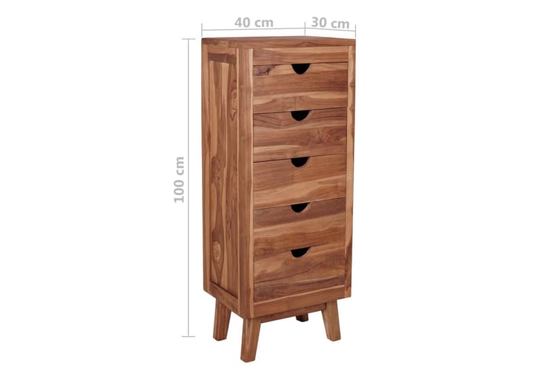 Skjenk med 5 skuffer 40x30x100 cm heltre teak - Brun - Oppbevaring - Oppbevaringsmøbler - Sideboard & skjenker